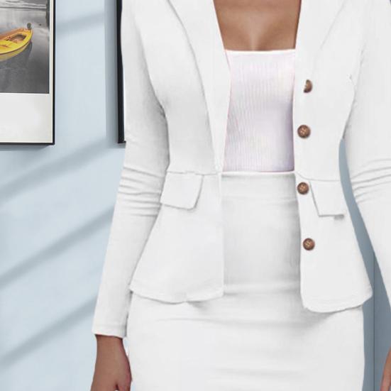 Женский деловой костюм с юбкой, пиджак с длинным рукавом и юбка-карандаш, повседневный офисный комплект из 2 предметов