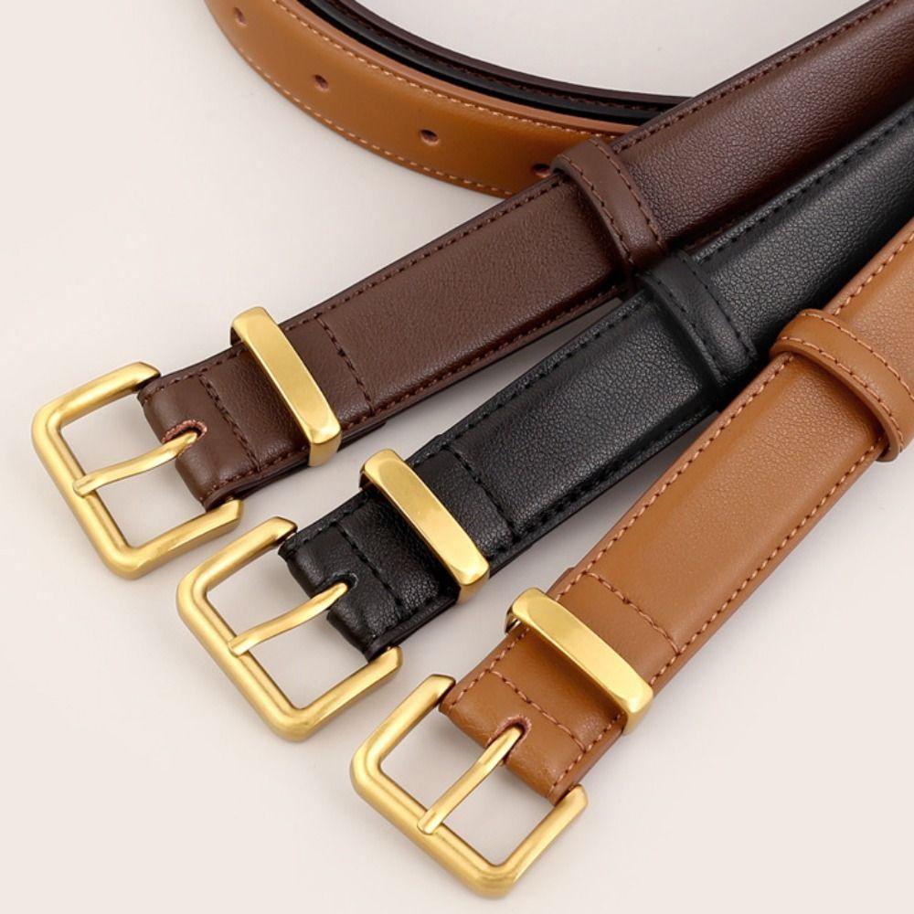 Solid Color Leather Belt Fashion Waistband Belt Adjustable Decorative Belt Personalized