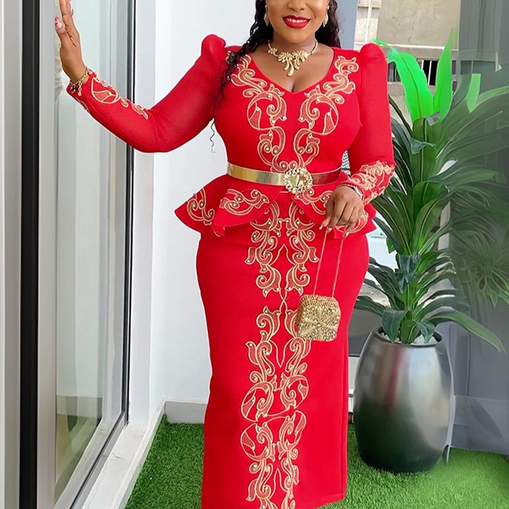 Роскошное вечернее платье с V-образным вырезом и бисером большого размера для женщин