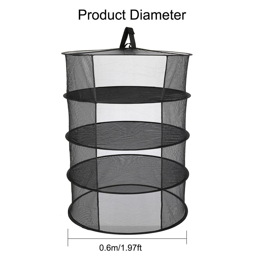 8 Layers Hanging Basket Folding Drying Rack  Dry Net Opening Shape Dryer Bag Mesh 600mm Diameter For Herbs Flowers Buds
