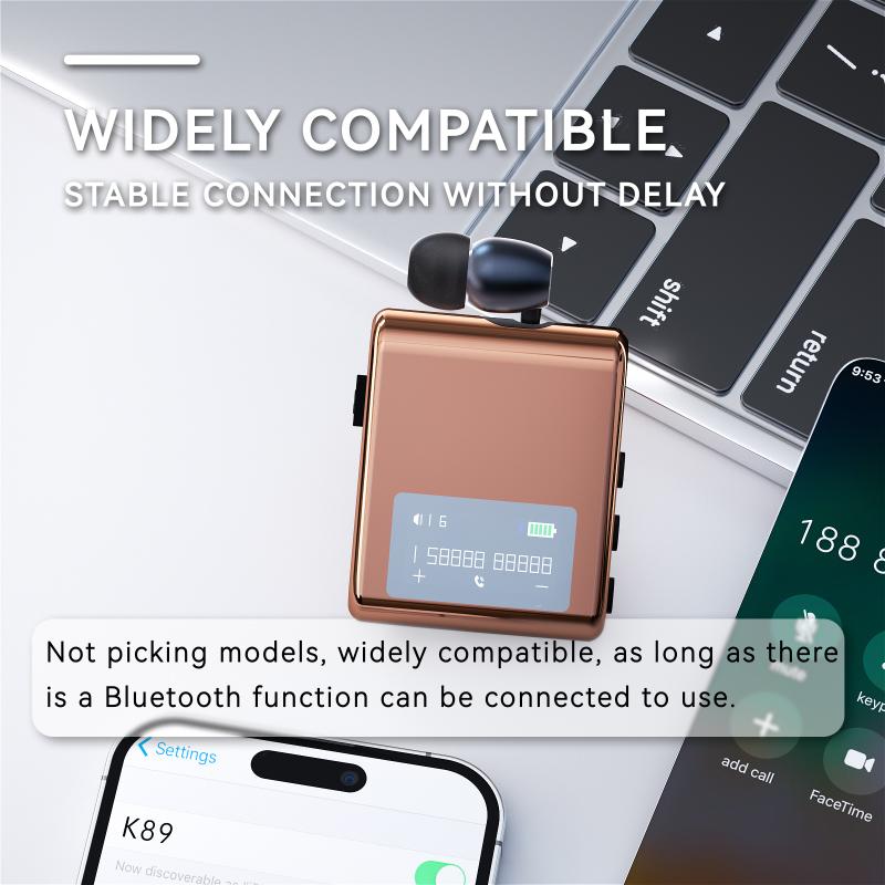 K89/K75 Lavalier Business Bluetooth 5.4 беспроводная гарнитура разговор/музыка 20H ЖК-цифровой дисплей HIFI наушники с микрофоном шумоподавление