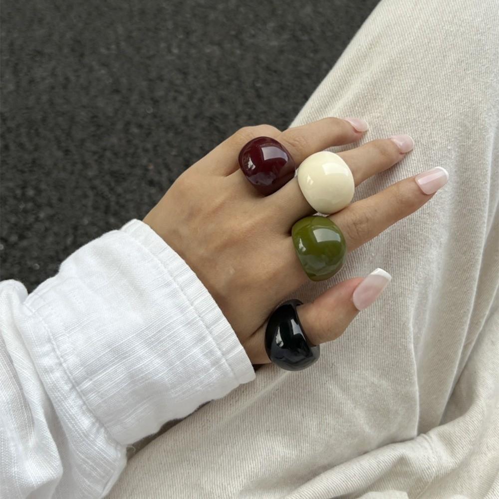 Dome Transparent Resin Ring Multicolour Irregular Ring Unique Acrylic Geometric Ring Jewelry