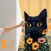 Черная кошка с цветами Шторка для душа, Ванная комната Душевые занавески Ванна Домашний декор Водонепроницаемая ткань Машинная стирка с 12 крючками