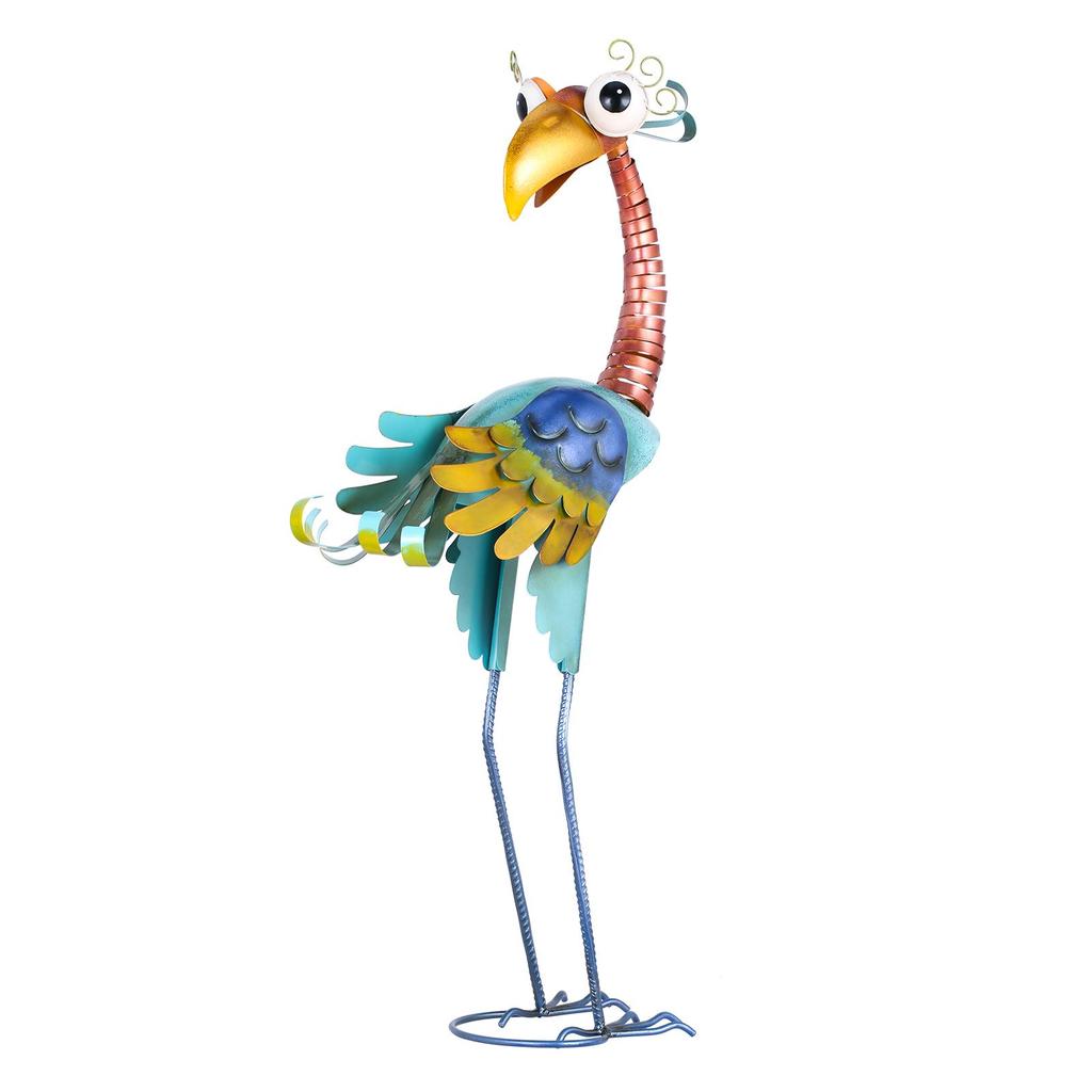 Tooarts 31.2inch Cartoon Toucan Sculpture, Iron Bird Sculpture, Standing Animal Ornament, Artwork