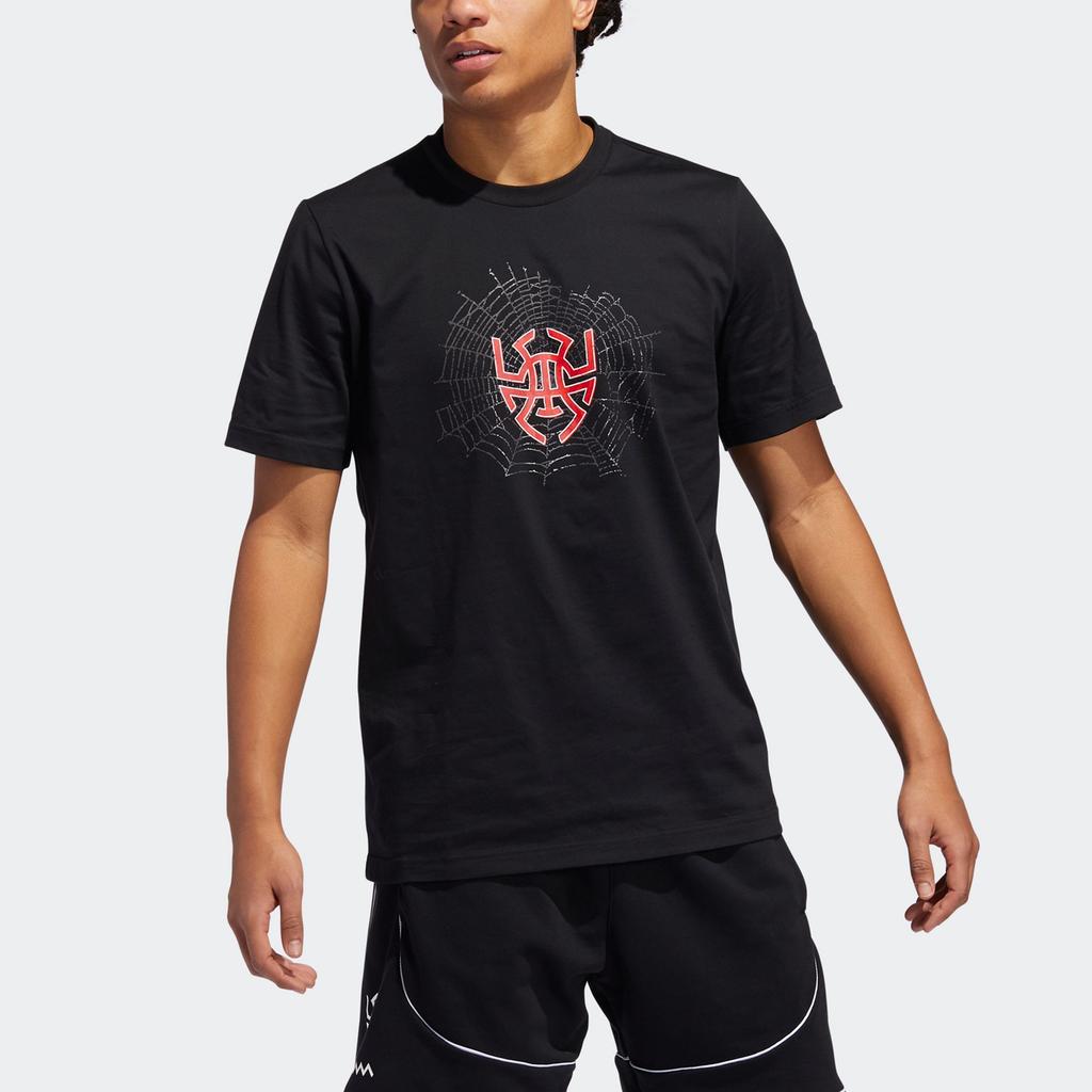 Adidas T Shirts Men's Black Crew Neck Moderate Straight Fit GE4126