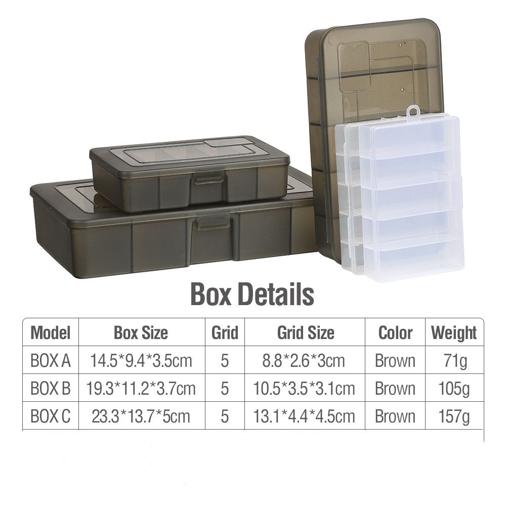 Durable Hook Lure Container Lure Box Fishing Tackle Box Transparent 5 Compartments Baits Case