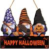 1pcs 2D Halloween Trick-or-Treat Wooden Sign Monster Face Pumpkin Design Rope Hanger Porch Wall or Halloween Garden Party Decora