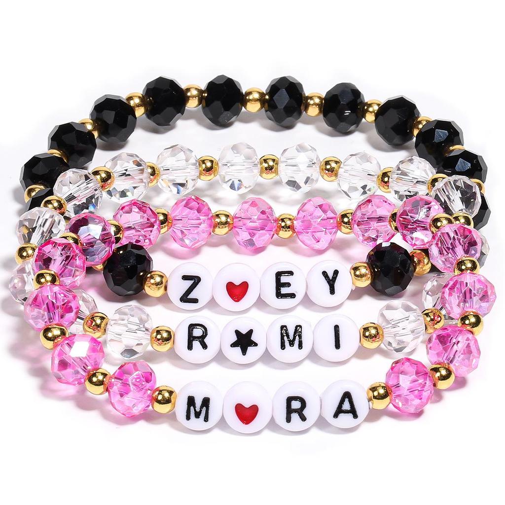 Glass Beaded Crystal Bracelet Set for Girls - K-pop Inspired Stackable Jewelry Gift