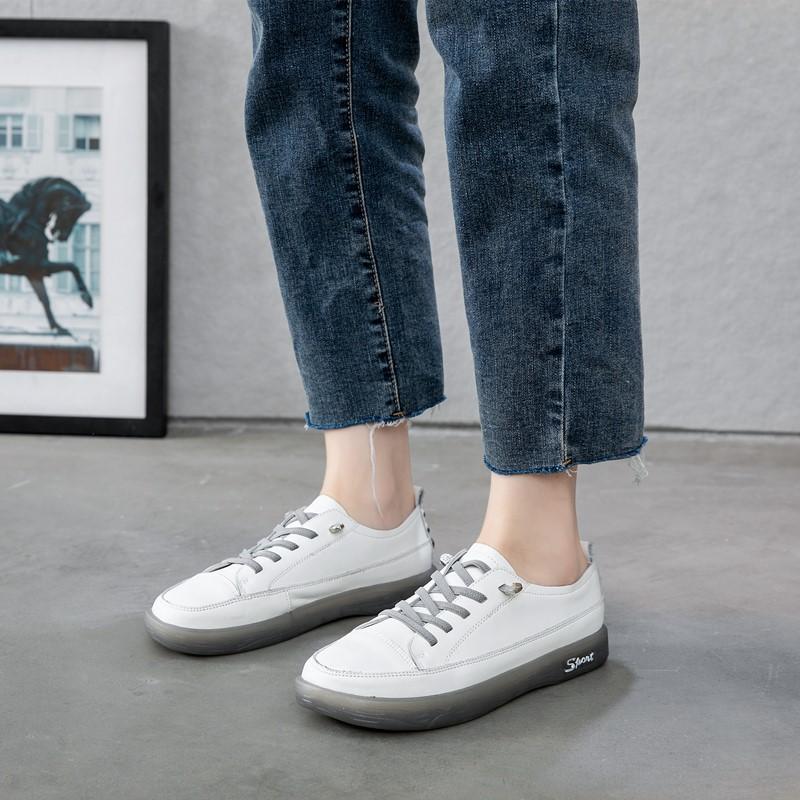 Модные лоферы AIYUQI для женщин из натуральной кожи большого размера, новая весенняя модель на шнуровке, белые туфли, женская модная повседневная обувь на мягкой подошве, женские туфли на плоской подошве