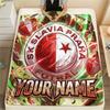 Custom Name SK Slavia Praha Flannel Blanket, High quality Comfortable for All Seasons, Home Decor, Warmth and Comfort