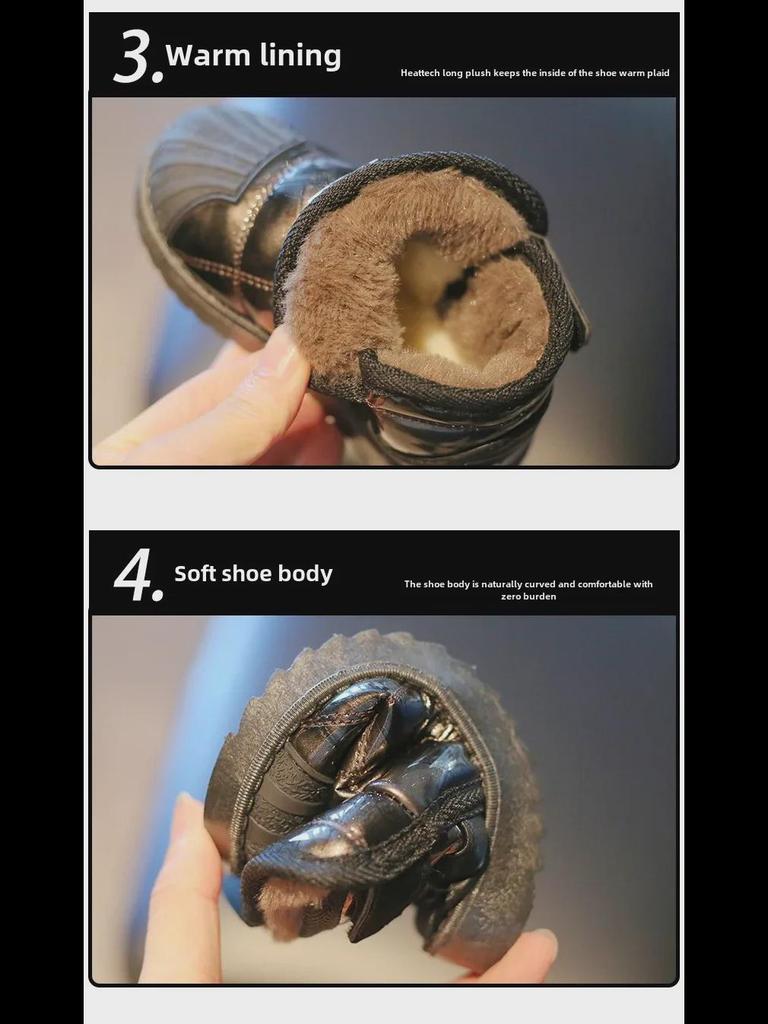 Winter 2024 Kids' Waterproof Snow Boots - Boys & Girls Trendy Cotton Casual Shoes