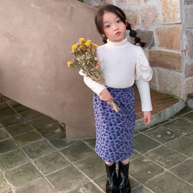 Топ для девочек, базовая рубашка с высоким воротником, однотонная, повседневная, для девочек 4–6 лет