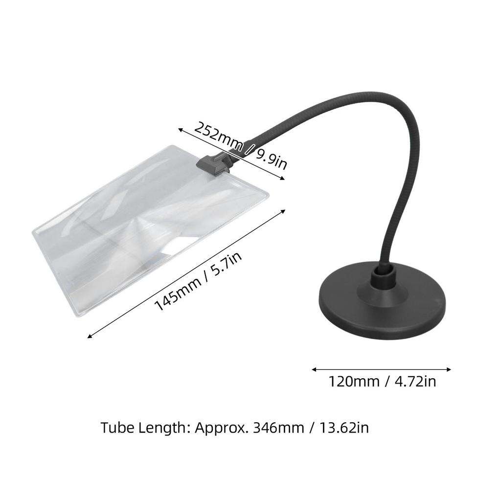 4-кратная лупа с подставкой, гибкая гусиная шея, утяжеленное основание, большая лупа для страниц для слабовидящих пожилых людей для чтения