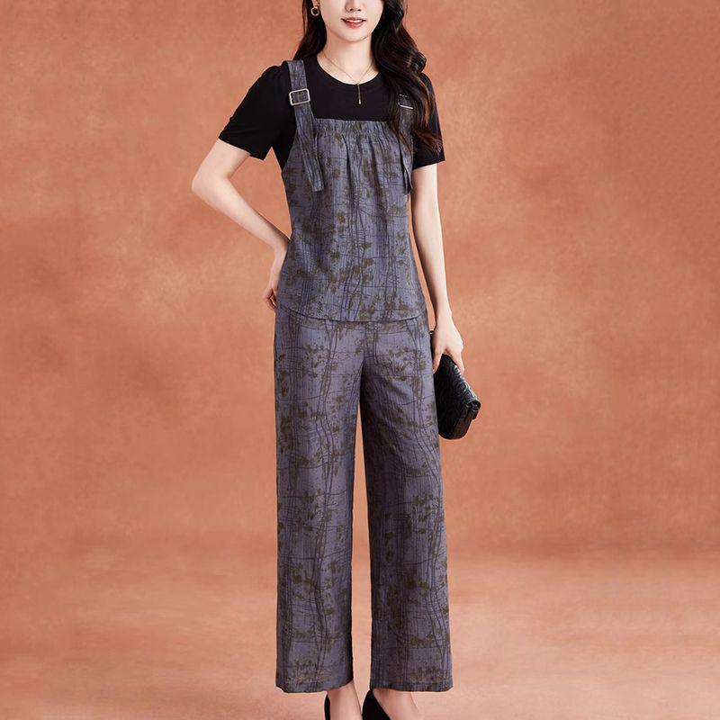 Летняя мода 2025 года: Трендовый комплект из двух вещей в уличном стиле инфлюенсера с брюками широкого кроя