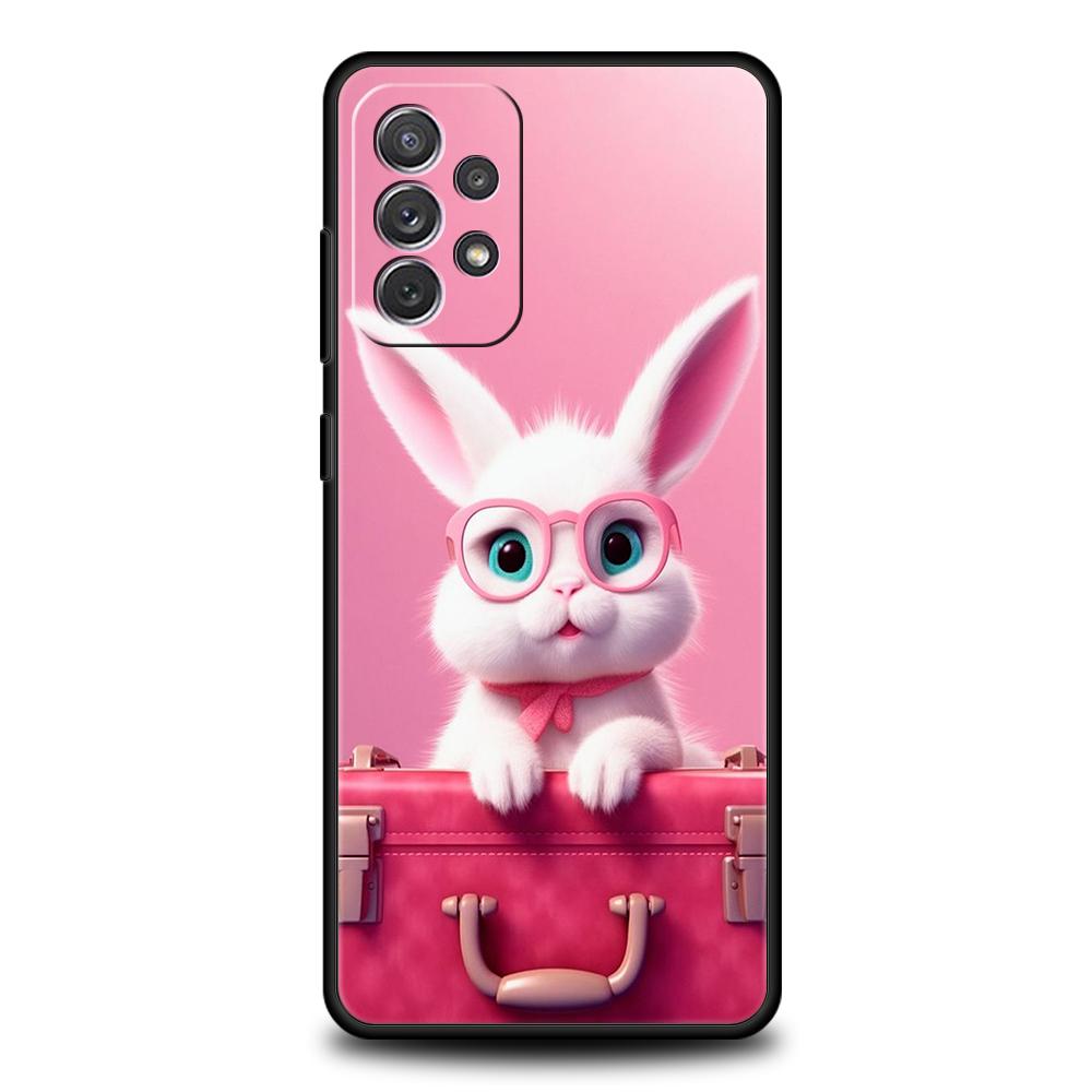 Милый Кролик в Фиолетовой Шляпе Чехол для Телефона для Samsung Galaxy A15 A14 A25 A54 A34 A51 A71 A72 A73 A32 A52 A52S A21S 5G TPU Чехол
