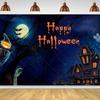 Halloween Horror Night Party Family Gathering Pumpkin Lantern Evil Witch Black Castle Cemetery Forest Background Cloth backdrop