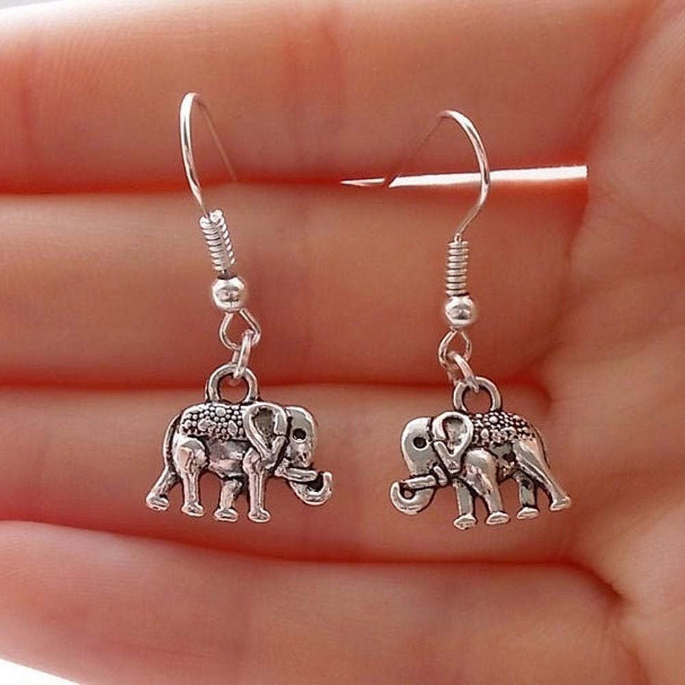 Bohemian Elephant Dangle Earring for Women Lovely Simple Retro Copper Color Ear Zircon Wholesale Christmas Gift