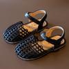 Летние сандалии с закрытым носком для девочек, тканые туфли принцессы с полыми отверстиями, обувь на мягкой подошве для малышей