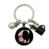 A-Z Letters Elegant Imitation Pearl Key Chain Charm Enamel 26 Letters Key Ring