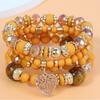 Bohemian Ethnic Multi-Layer Heart Pendant Bead Bracelet