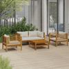 VidaXL Garden Lounge Set 5 Pcs with Cream Cushion, Solid Acacia Wood