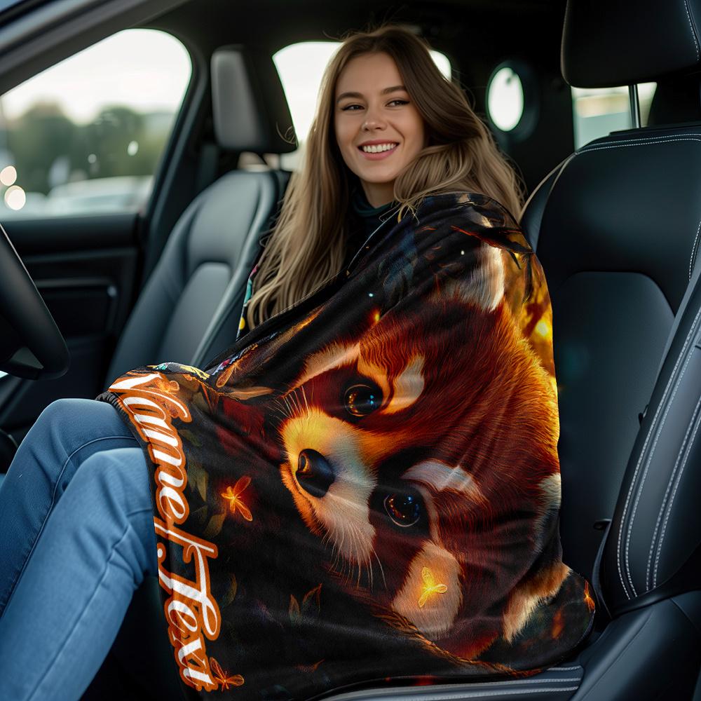 Customizable Red Panda Blanket, Soft and Warm Flannel, Digital Printing, Suitable for Sofa Bed Travel, Camping and Office Use