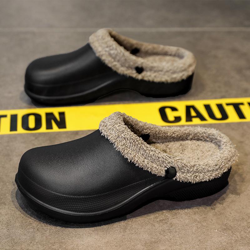 Зимние туфли большого размера из бархата и хлопка, новые домашние тапочки-мешки для пар, мужская верхняя одежда на толстой подошве, теплая хлопковая швабра