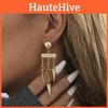 Chic Asymmetric Tassel Earrings For Women Gold Geometric Design Material Alloy