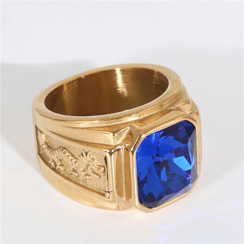 Ювелирное изделие Кольцо с двойным драконом из титановой стали в стиле панк, женское индивидуальное кольцо из нержавеющей стали с гравировкой и инкрустацией из квадратных драгоценных камней в виде дракона