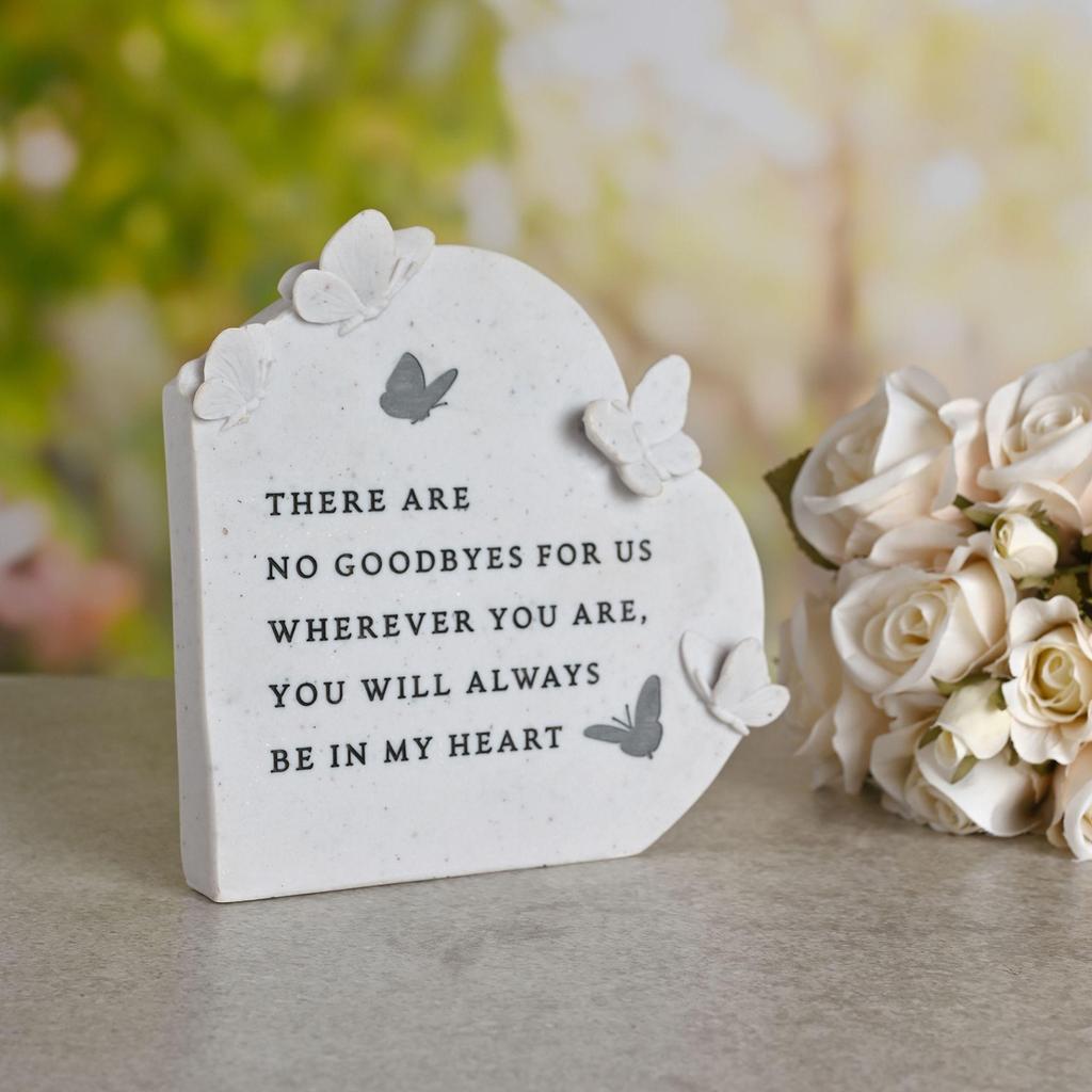 Thoughts of You Butterfly Graveside Standing Heart - No Goodbyes