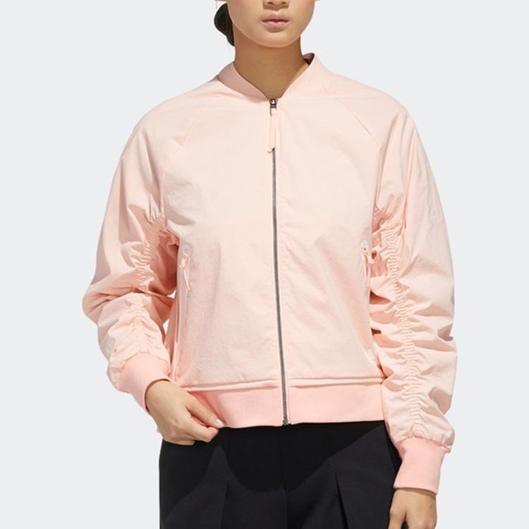 adidas Бомбер Логотип Мятая спортивная куртка Женская куртка Misty-Coral-Pink FU6229