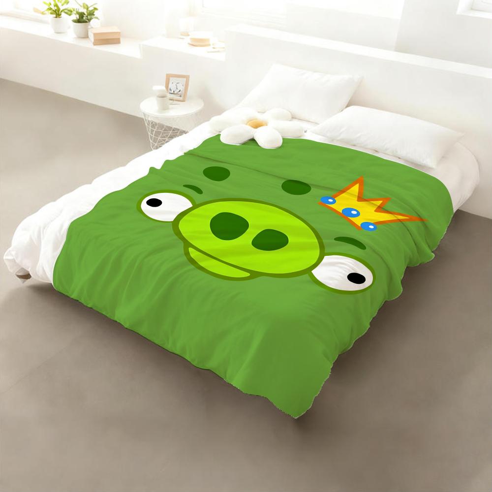 Playful Angry Birds Game Throw Cozy Soft Flannel Throw Lightweight Skin-Friendly for Sofa Bed Office & Travel