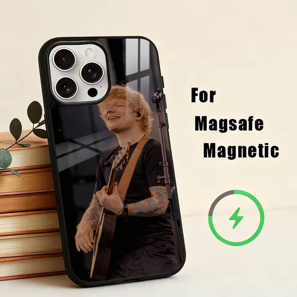Мужской певец-D-Эд Ширан Чехол для телефона для iPhone17,16,15,14,13,12,11 Plus,Pro Магнитный для Magsafe Беспроводная зарядка