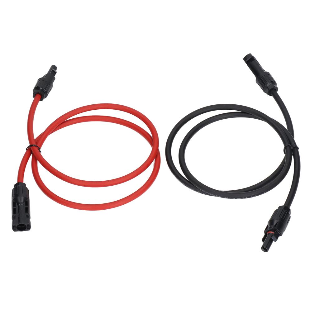 2Pcs Solar Panel Extension Cable 10AWG 6mm² Solar Extension Cable Rated Voltage 1000V Red Black