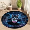 Cat Space Style Flannel-printed round floor mats are slip-resistant Suitable for living room bedroom terrace garden carpets