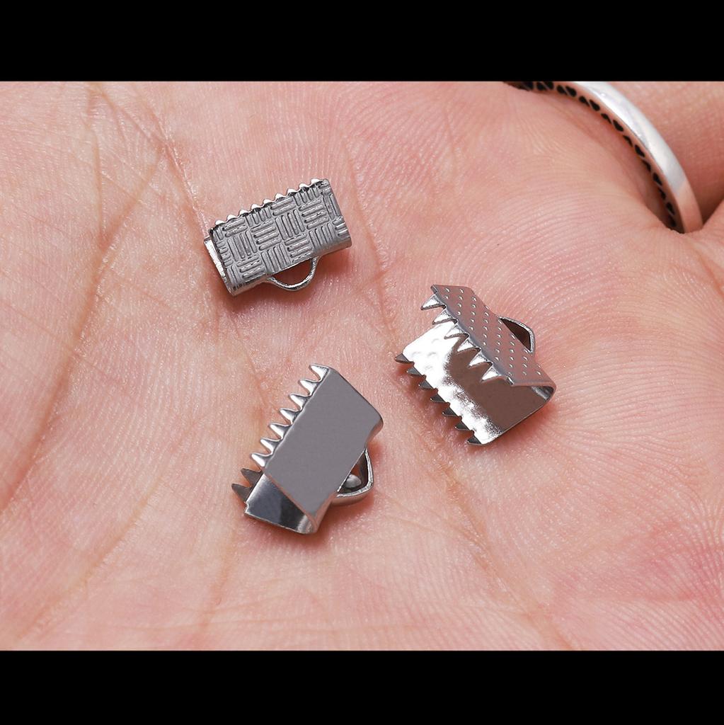 30 шт. Концевые обжимные бусины из нержавеющей стали, коннекторы, зажимы для шнура, плоские накладки, застежки для самостоятельного изготовления ожерелий и браслетов