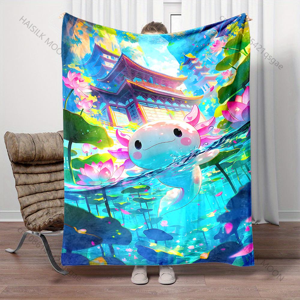 Cartoon character in water and temple Blanket Suitable for Home Bedroom Sofa Travel Camping Blanket Various Sizes for Gifts