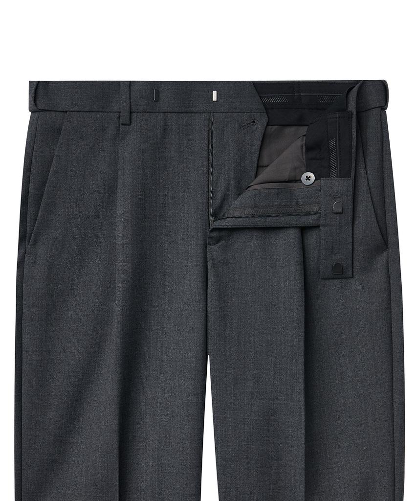 MUSINSA STANDARD Wool Blend Wide Hidden Banding Slacks [Medium Gray]