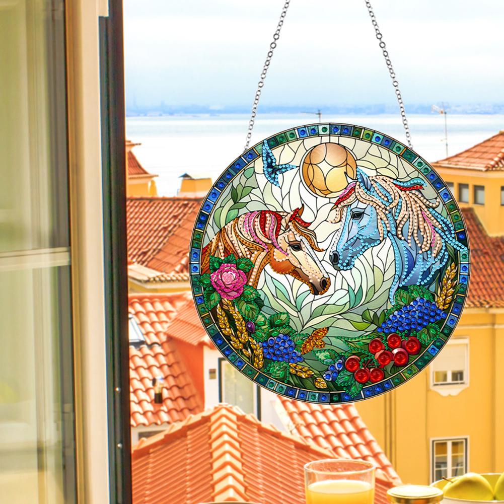 Animal Suncatcher 2D Flat DIY Hanging Diamond Art Kits Diamond Painting Set Diamond Art Pendant Wall Decor for Home & Windows