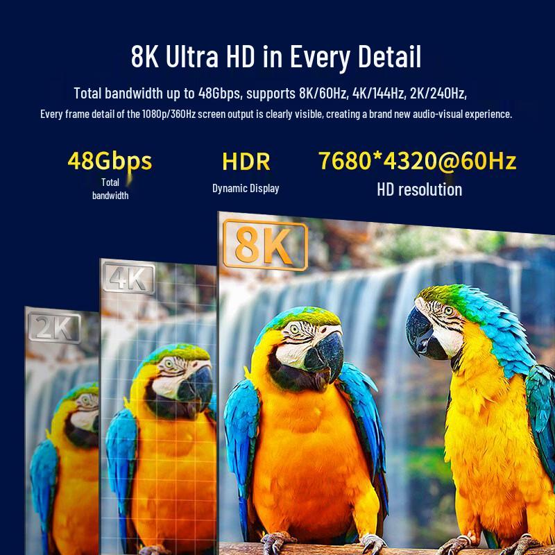 Baisende HDMI 2.1 8K60Hz 4K144Hz Высокоскоростной видеокабель