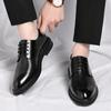 Fashionable Men Leather Hollowed Out Breathable Business Dress Leather Shoes Classic Black Lace Up Comfortable Gentlemen's Shoes