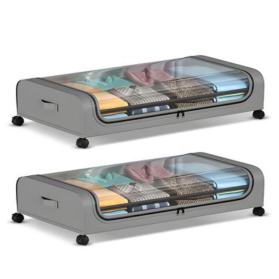 2 шт. Контейнер для хранения под кроватью с крышками и колесами, многофункциональный для хранения одежды в общежитии