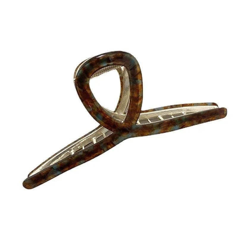 Новый большой французский стиль ацетатный зажим для захвата ретро сплав зажимы-акулы элегантный минималистичный головной убор затылок ложка заколка для вьющихся волос