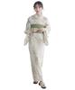 Yukata Set and In with a Variegated Weave Size Fits Color Golden [KYOETSU] Women's 4-Piece (Yukata, Obi, Underwear, Geta) Off-White (One All, 5