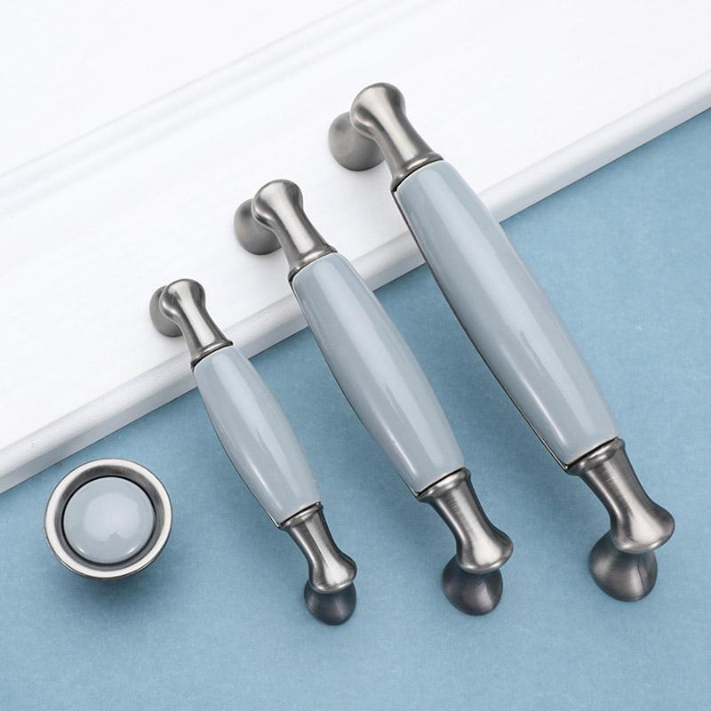 Синие керамические антикварные ручки для кухонных ящиков, винтажные ручки, ручки и ручки для шкафов, металлическая фурнитура для мебели