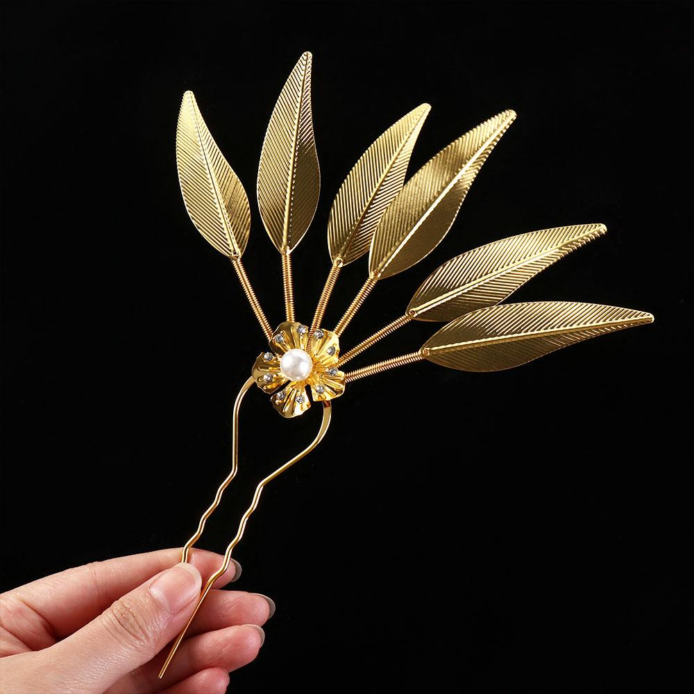 Hanfu Headwear Flower Thai Headdress U Shape Hairpin Ancient Style Headwear Metal Hair Sticks