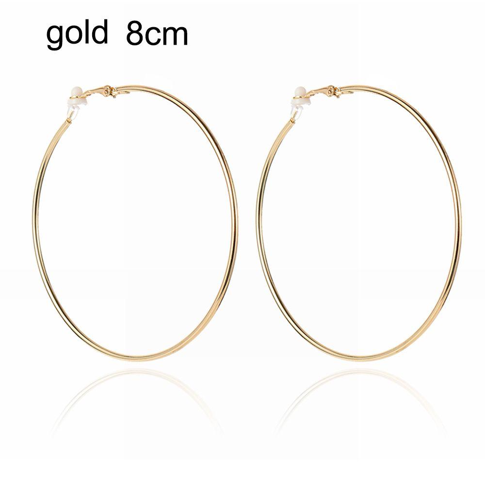 Пара ювелирных изделий золото серебро черный женская мода большой круг клипса на ухо без пирсинга серьги кольца