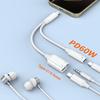 Разветвитель для наушников Type C с поддержкой PD60W, Hi-Fi звук, кабель в нейлоновой оплетке, одновременная зарядка и использование звука