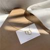 Ladies Women Temperament Double Ring Geometric Simple Choker Clavicle Chain Necklace Neck Chain