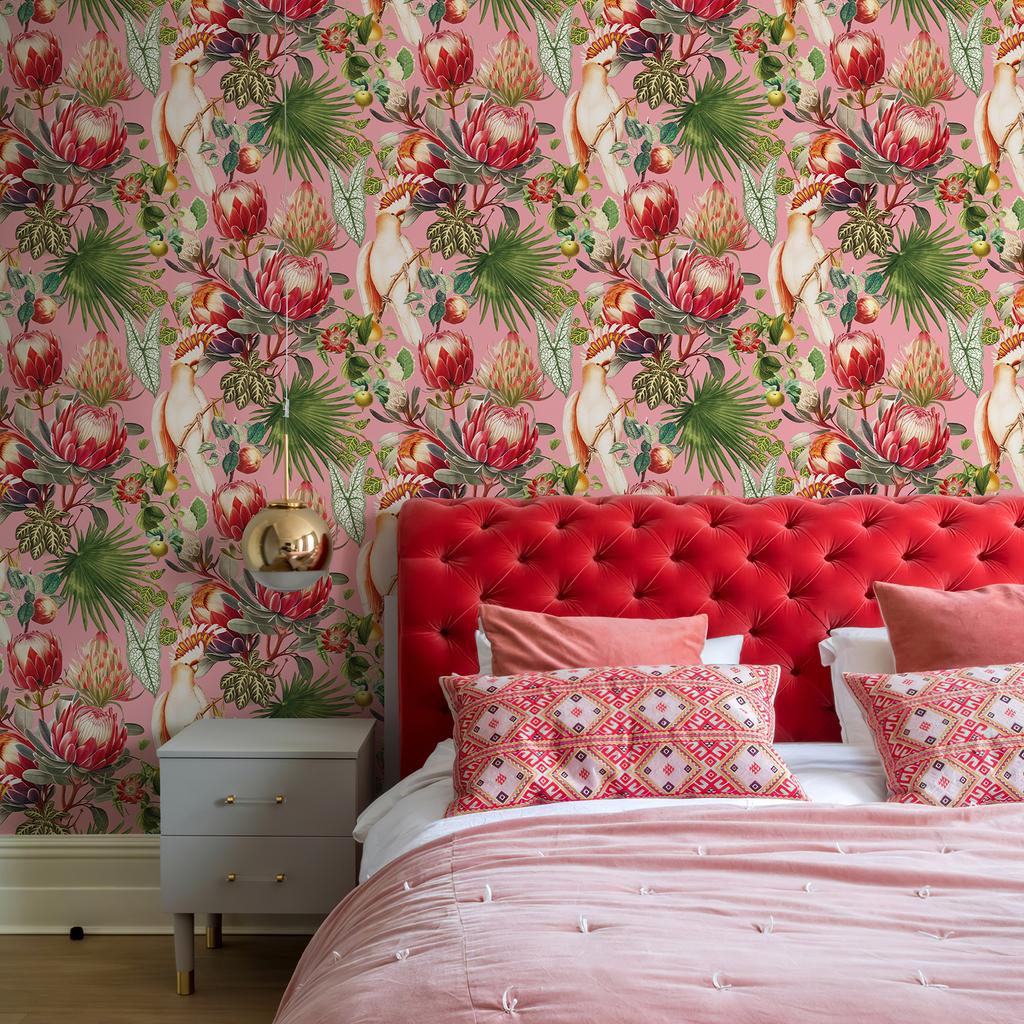 Розовый Цветок Монарх Классический Декор Комнаты Обои Шикарный Большой Цветок Виниловое Настенное Украшение Самоклеящаяся Виниловая Наклейка для Шкафа